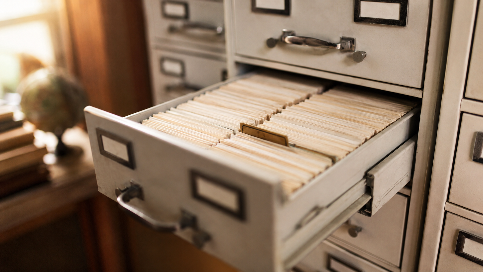 Historic archival card files used in genealogical research